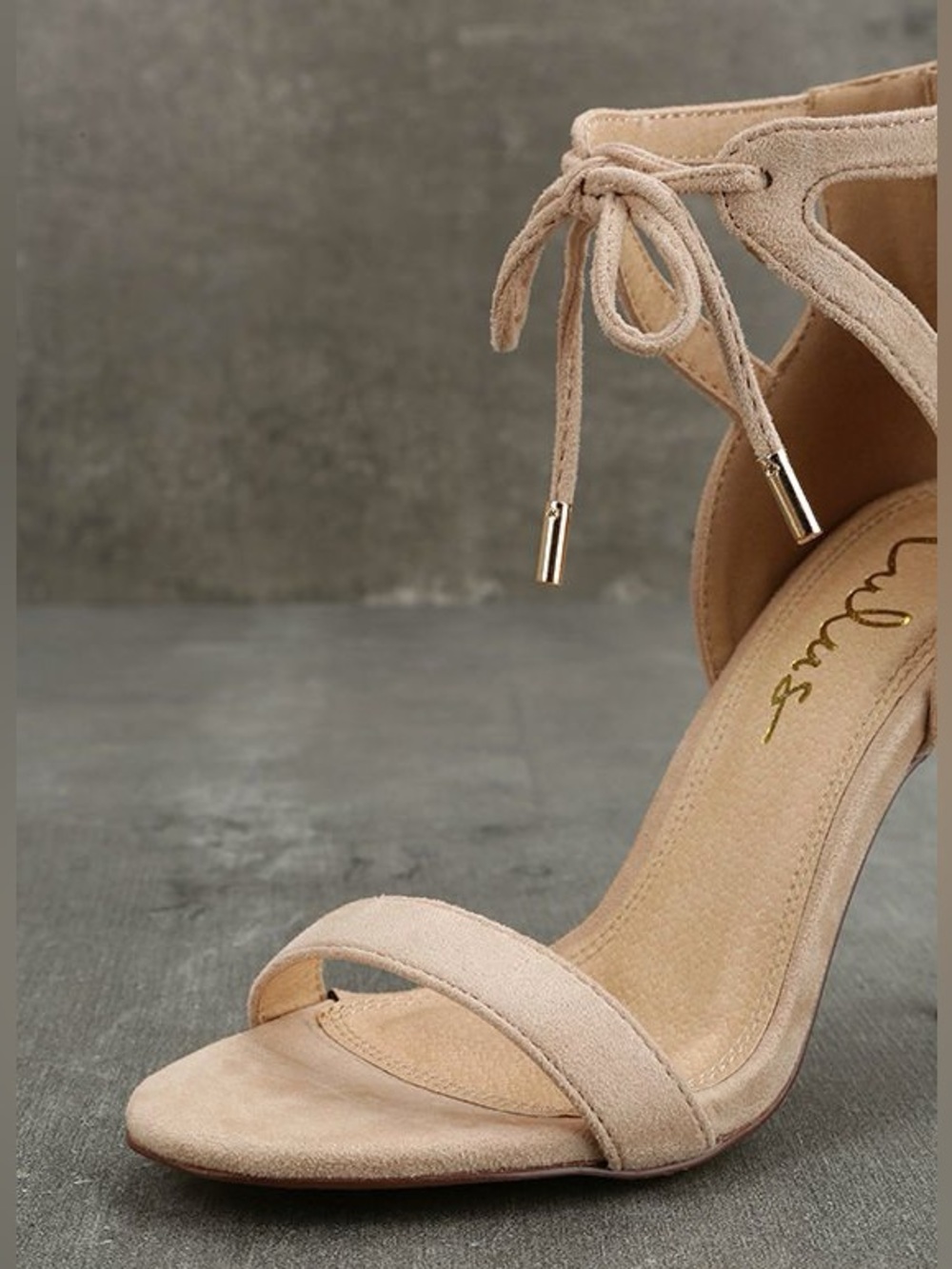 Lulu's Nude Ankle-Tie Stiletto Heels Size 7.5 - Picture 6 of 13